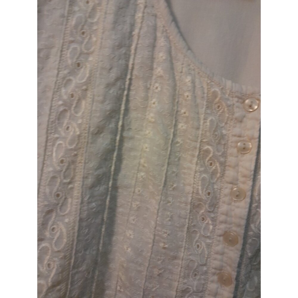 Womens Boho Embroidered Cottagecore Prairie Romantic Sz XL Blouse Antique White - Picture 3 of 8